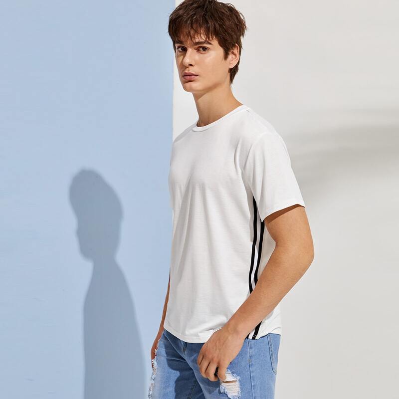 

Guys Side Stripe Short Sleeve Tee, White
