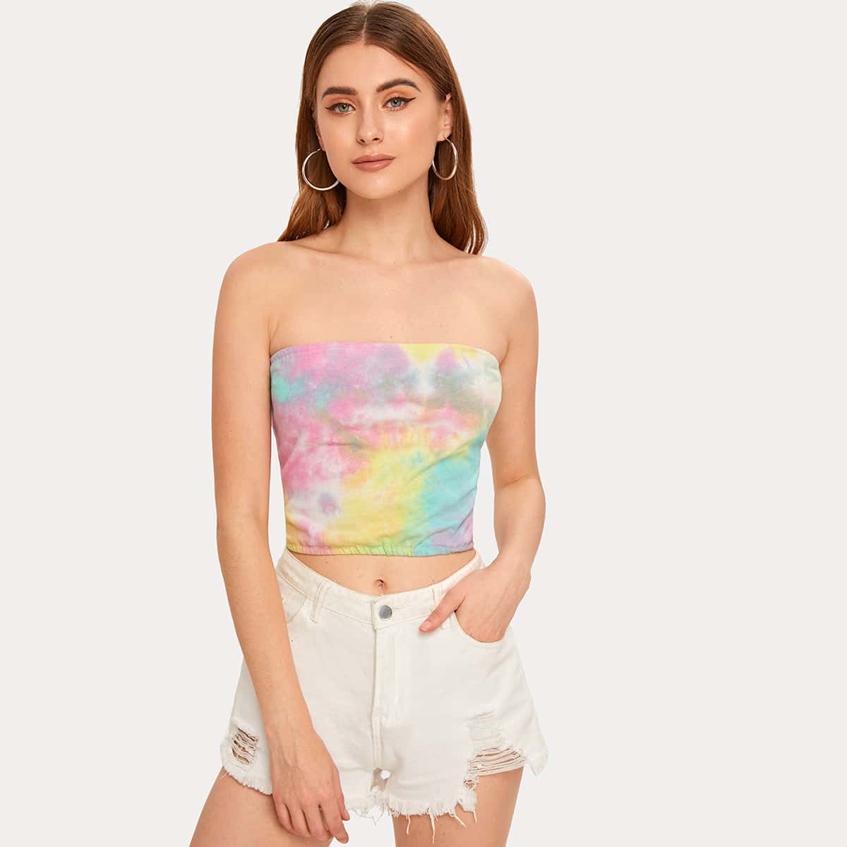 

Tie Dye Crop Tube Top, Multicolor