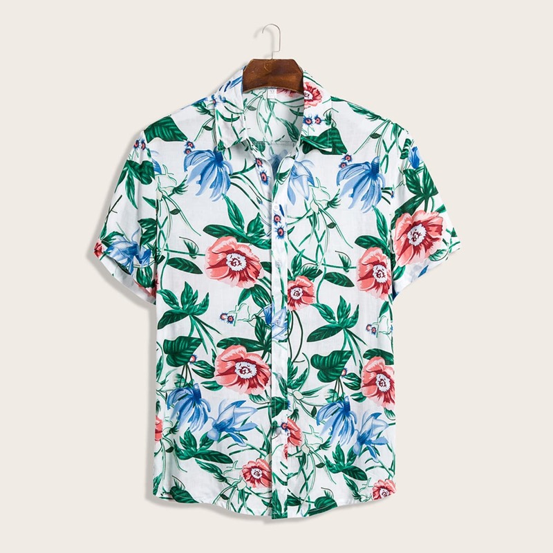 

Guys Floral Print Shirt, Multicolor