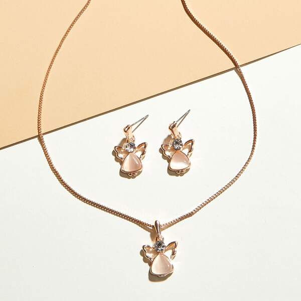

3pcs Angel Charm Necklace & Earrings