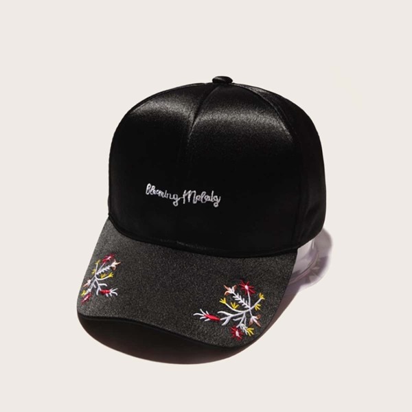 

Letter Embroidery Baseball Cap, Black