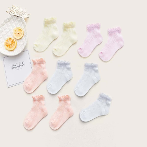 

5pairs Toddler Girls Simple Solid Socks, Multicolor