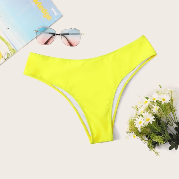 

Plus Neon Yellow High Waist Bikini Panty, Yellow bright
