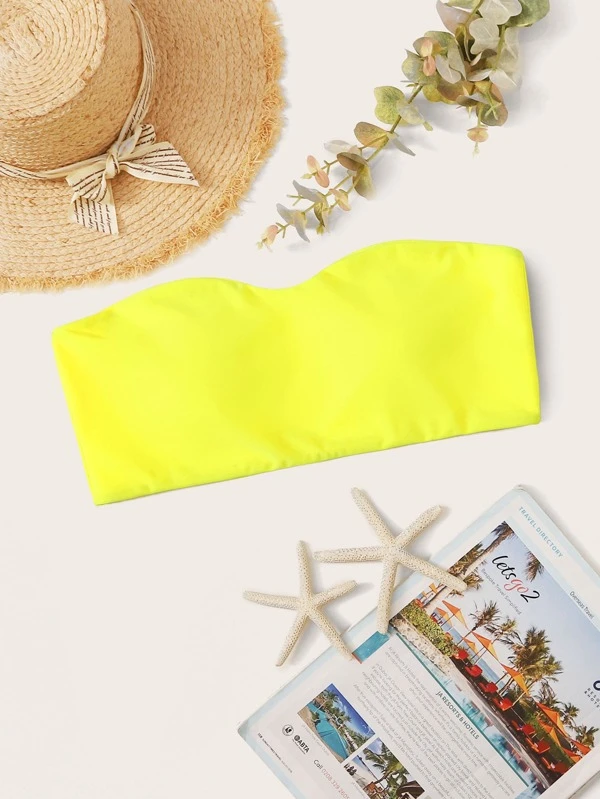 neon yellow bandeau bikini