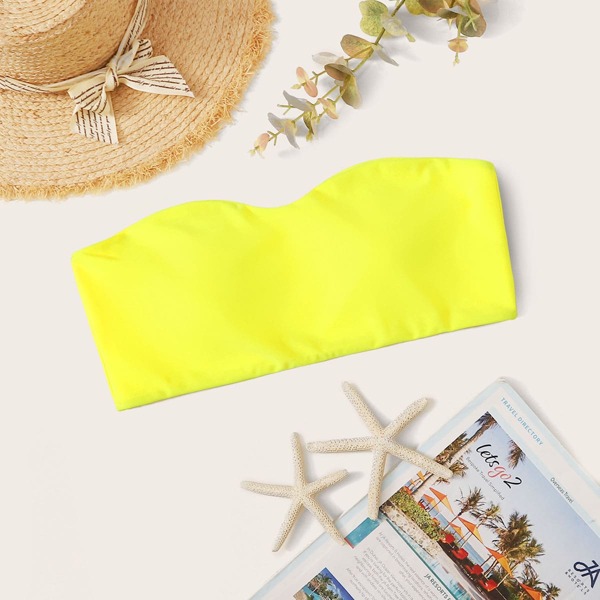 

Plus Neon Yellow Bandeau Bikini Top, Yellow bright