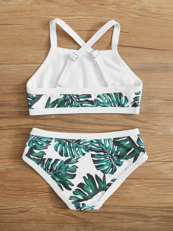 palm random print bikini set