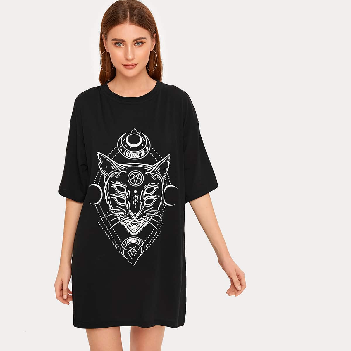 

Animal Graphic Black Tee Dress