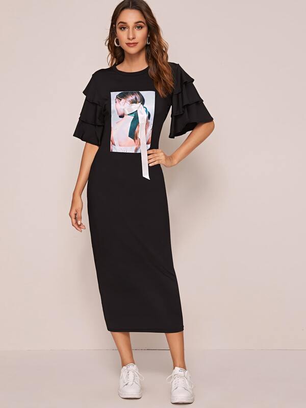 Svart Rosett Figur Enkel Klänningar | SHEIN SE Svart Rosett Figur Enkel Klänningar | SHEIN SE