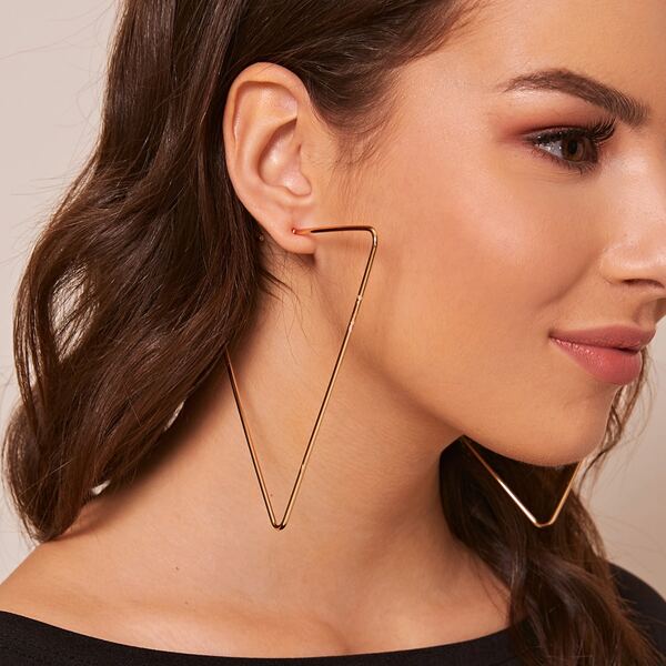 

1pair Open Triangle Earrings, Gold
