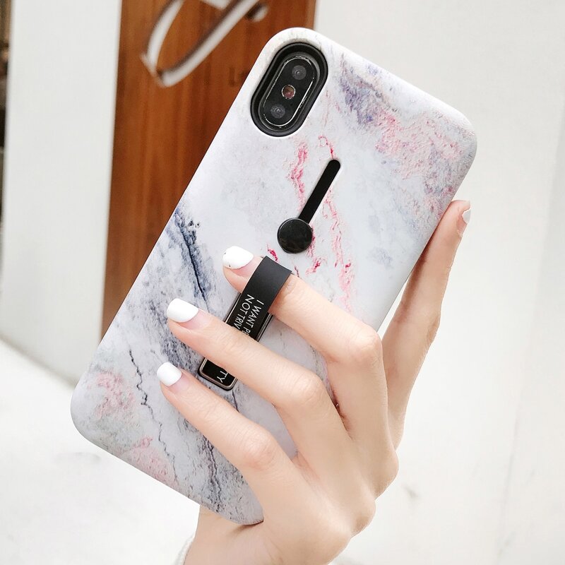 

Marble Pattern Print iPhone Case, White