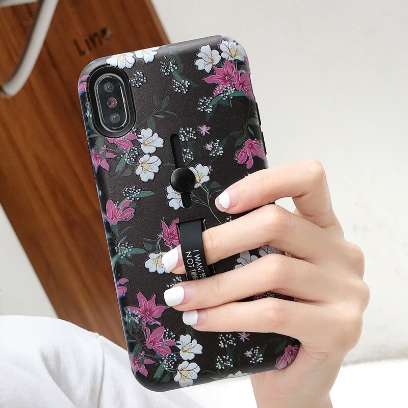 

Marble Pattern Print iPhone Case, Black