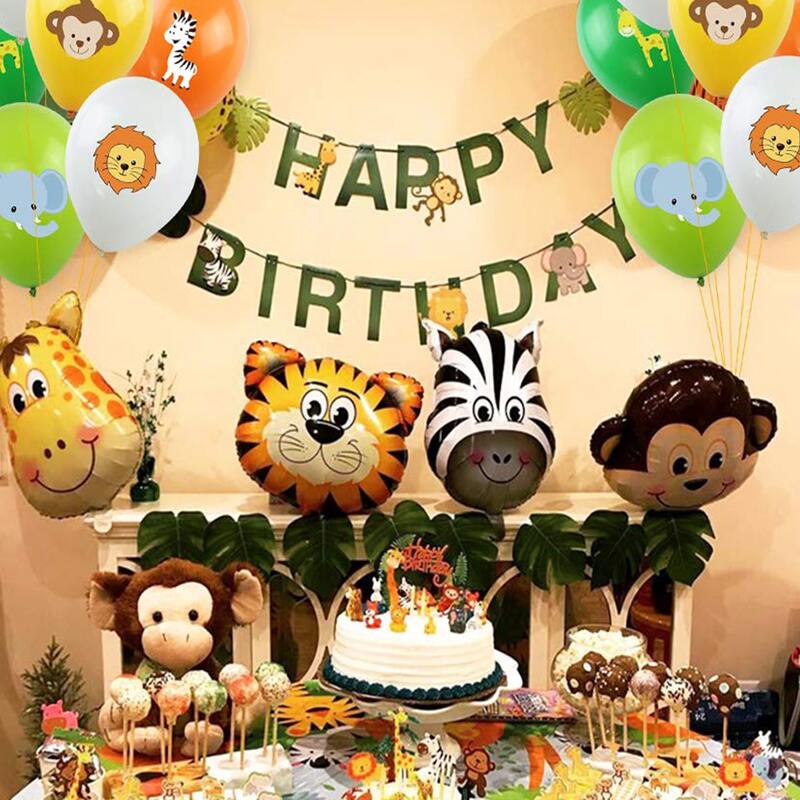 

50pcs Cartoon Animal Print Latex Balloon Set, Multicolor