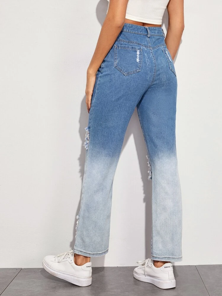 two tone mom jeans