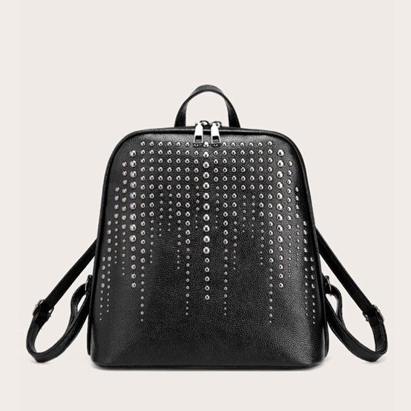 

Studded Decor Zip Around Backpack, Black