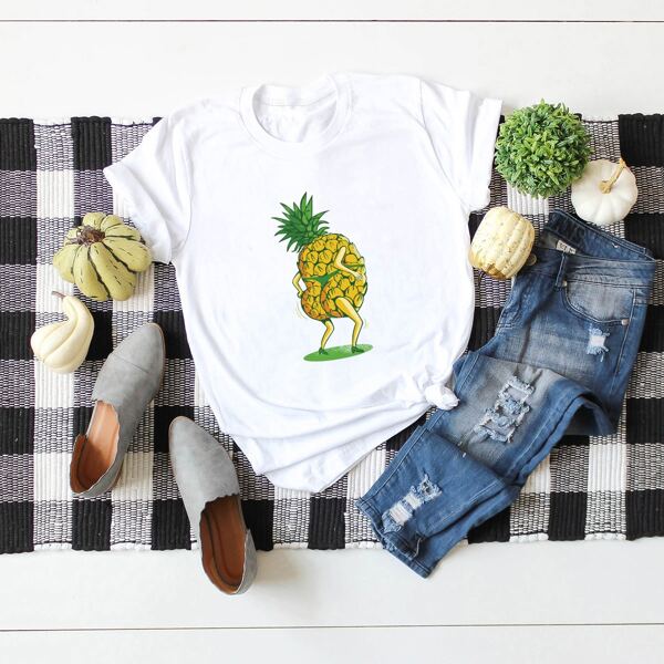 

Cartoon Graphic Short Sleeve Tee, White