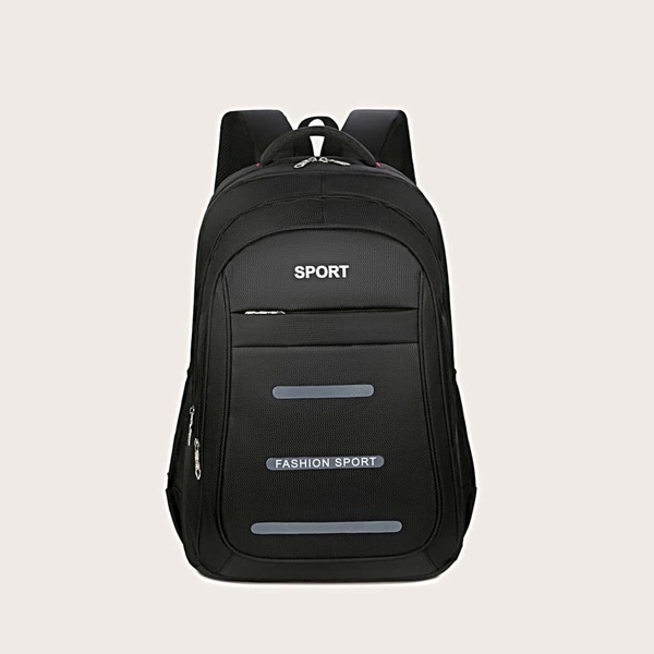 

Men Letter Graphic Backpack, Black