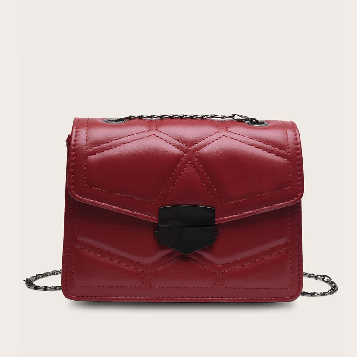 

Quilted Flap Chain Crossbody Bag, Red