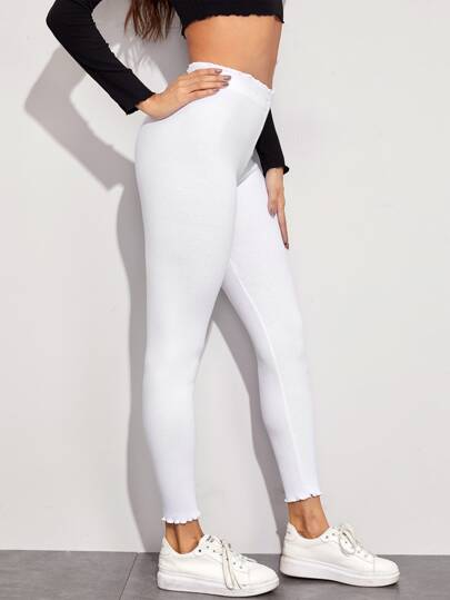 Elastic Waist Frill Detail Skinny Leggings