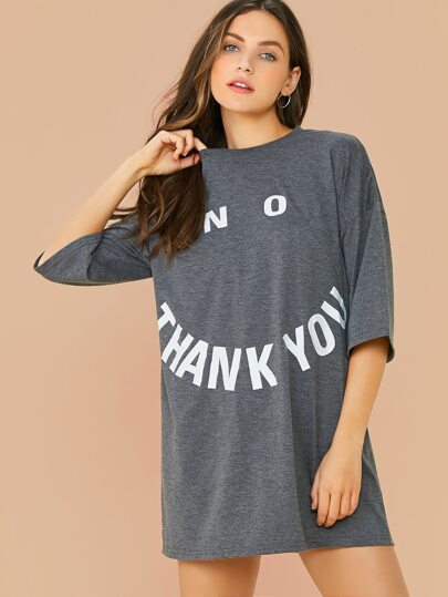 Letter Graphic Drop Shoulder Night Dress