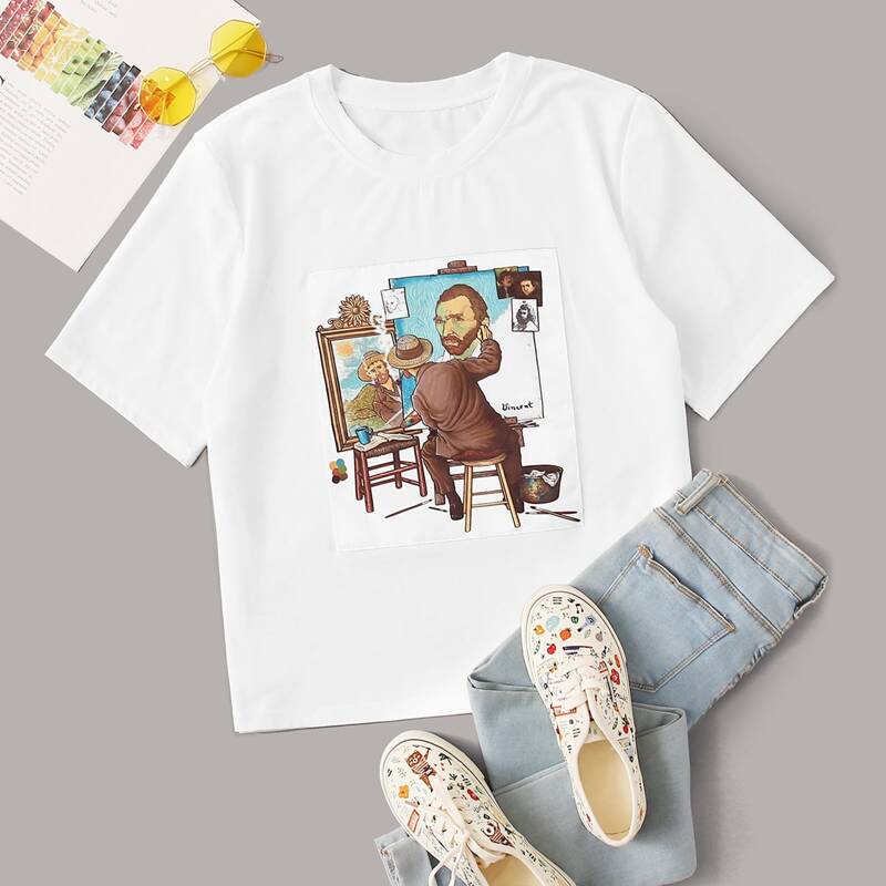 

Figure Print Short Sleeve Tee, White