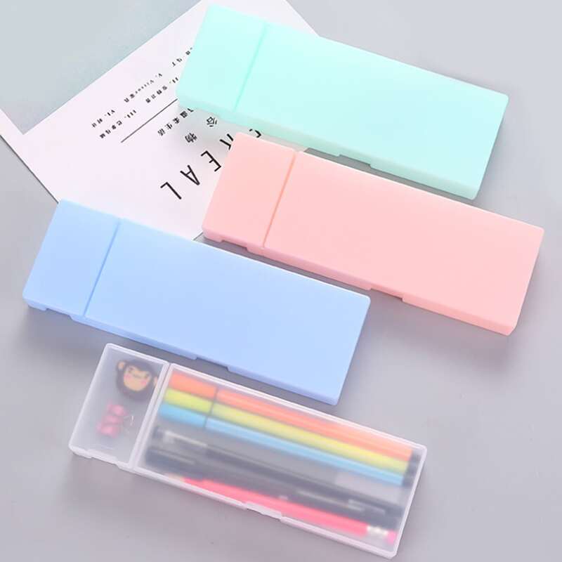 

1pc Solid Color Pencil Box, Multicolor