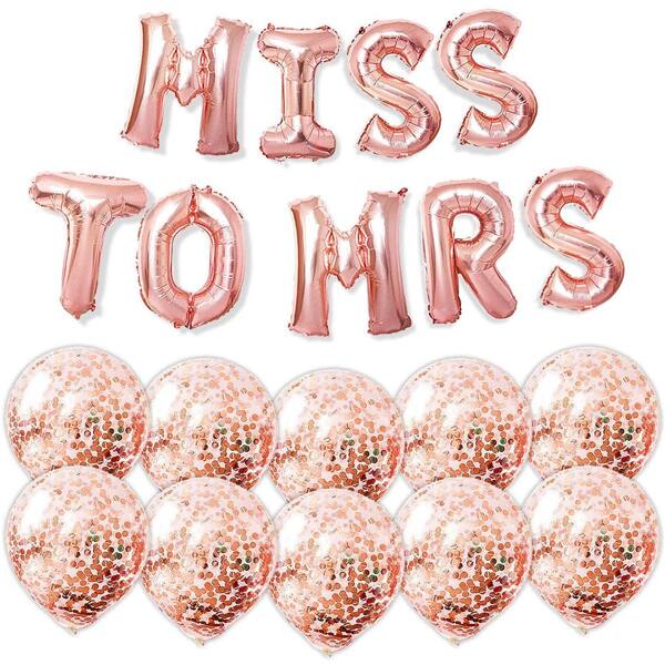 

9pcs Letter Aluminum Foil Balloon & 10pcs Confetti Balloon, Pink