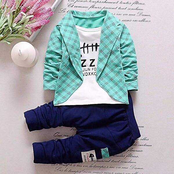 

Toddler Boys 2 In 1 Plaid Blazer With Patched Joggers, Multicolor