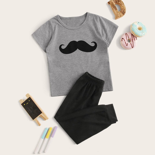 

Toddler Boys Moustache Print PJ Set, Multicolor