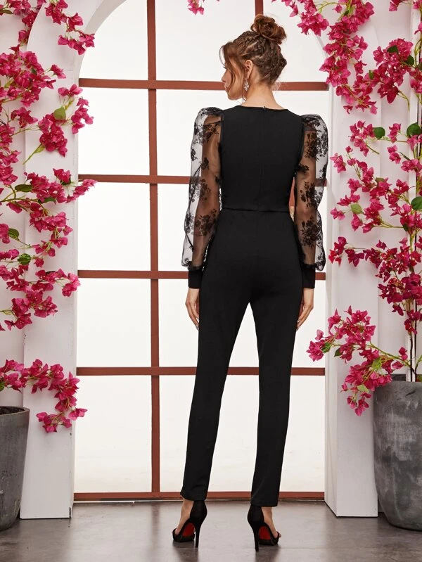 floral organza jumpsuit