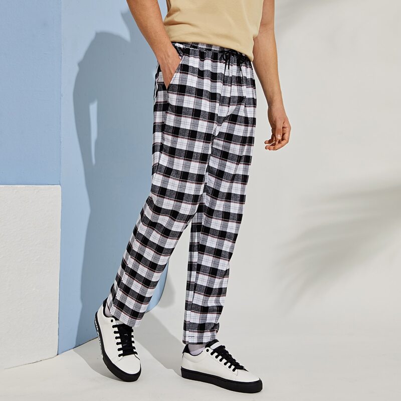 

Guys Plaid Straight Leg Drawstring Pants, Multicolor