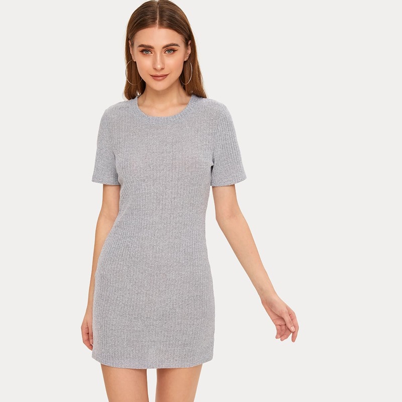 

Grey Ribbed Tee Dress