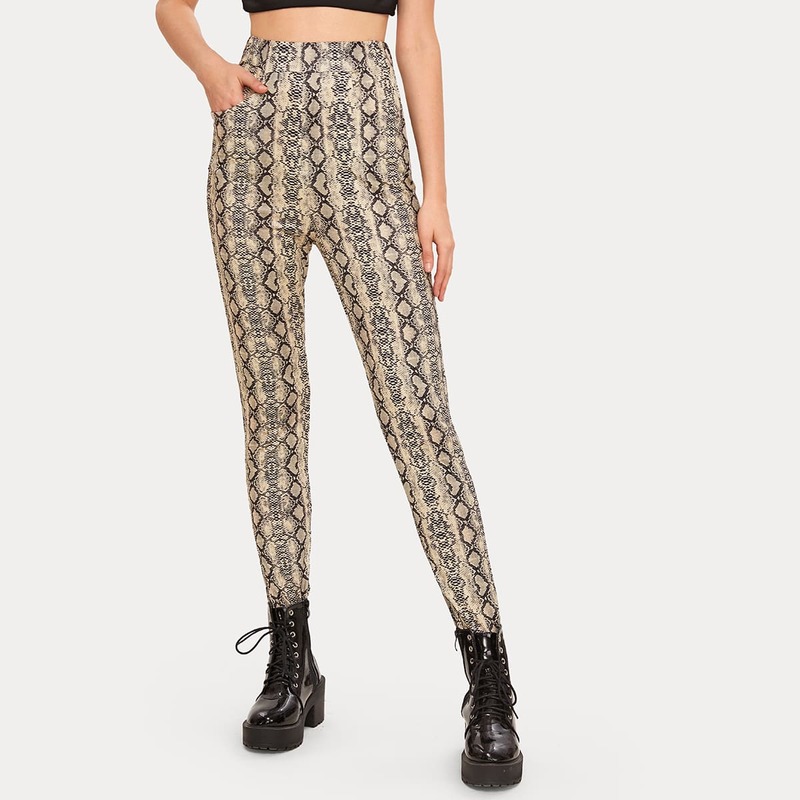 

High Waist Snakeskin Leggings, Multicolor