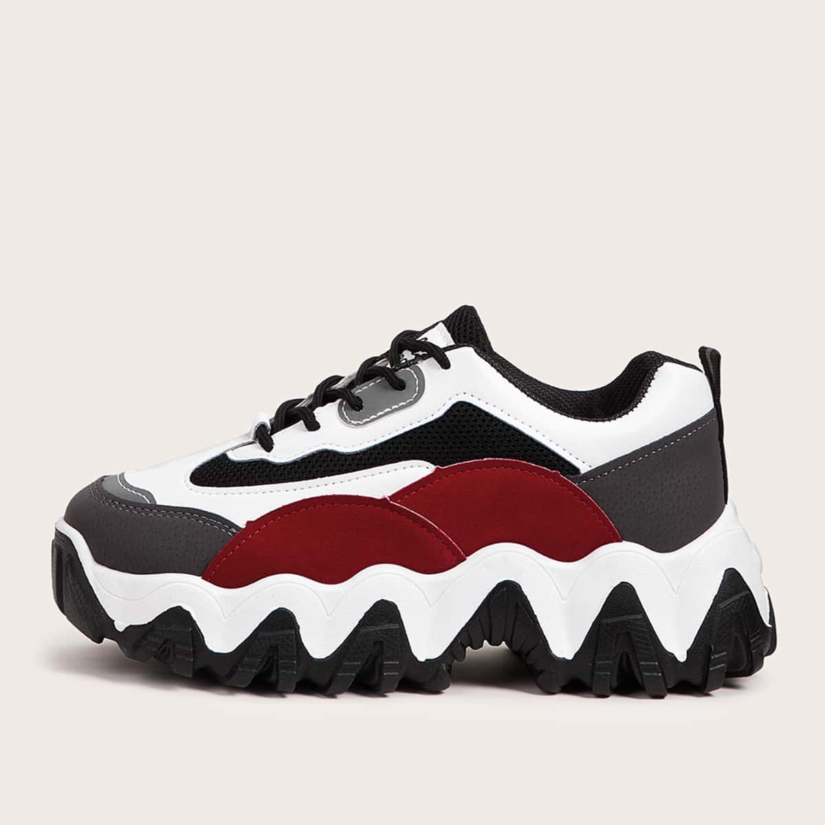

Colorblock Lace-up Front Chunky Sneakers, Multicolor