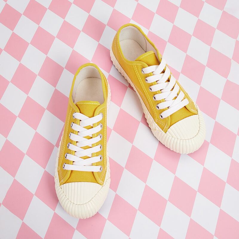 

Lace-up Front Canvas Sneakers, Yellow
