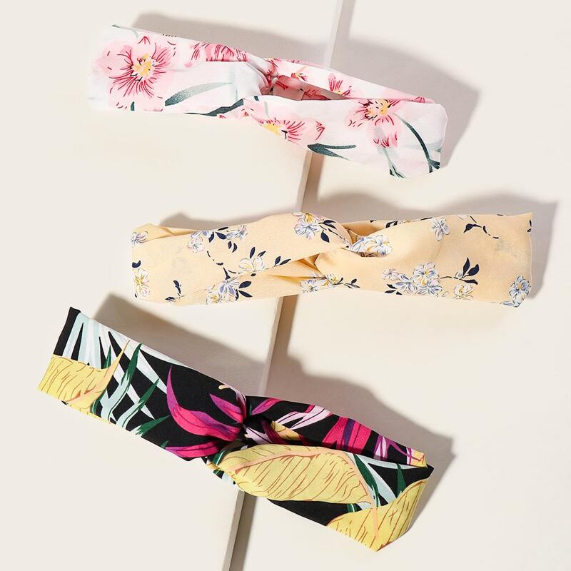 

3pcs Flower Pattern Headband, Multicolor
