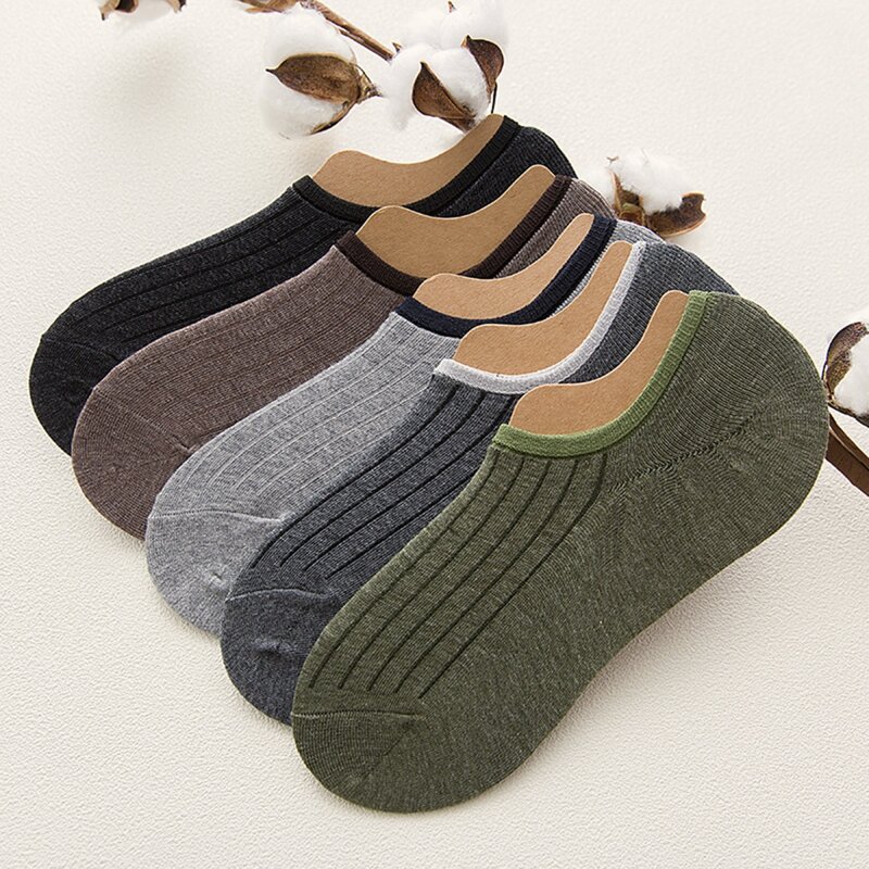 

5pairs Guys Knitted Ankle Socks, Multicolor