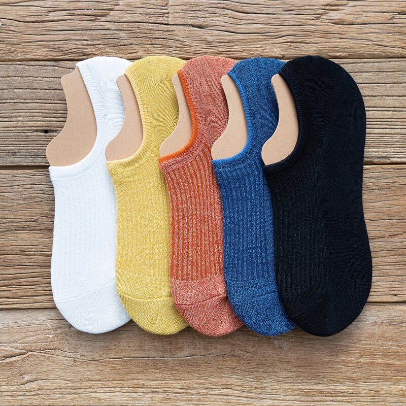 

5pairs Guys Knitted Ankle Socks, Multicolor