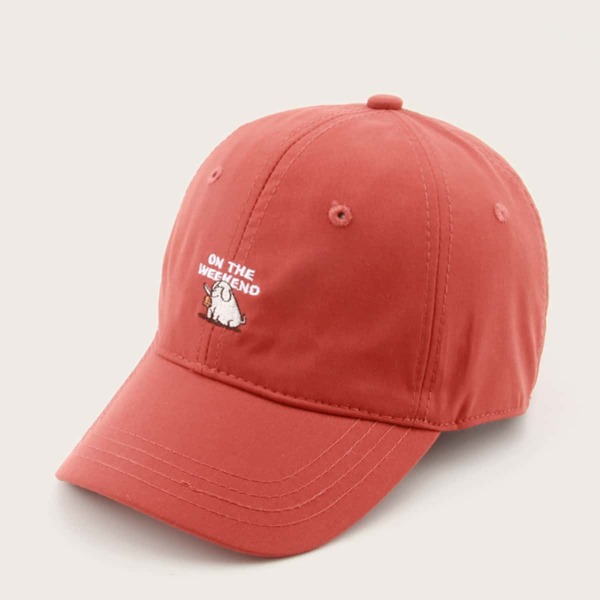 

Men Letter & Cartoon Graphic Baseball Cap, Red