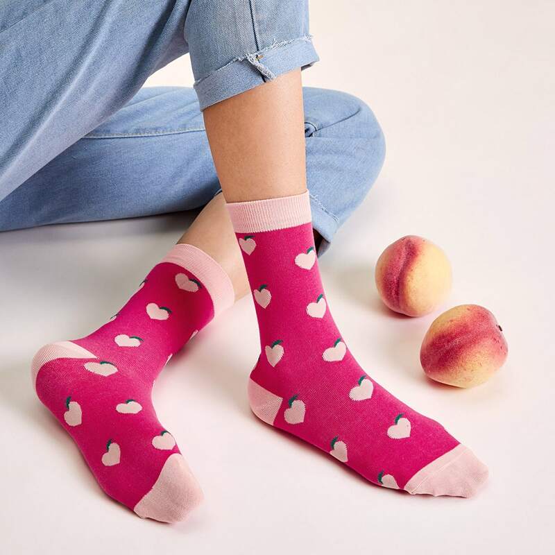 

1pair Fruit Pattern Socks, Multicolor