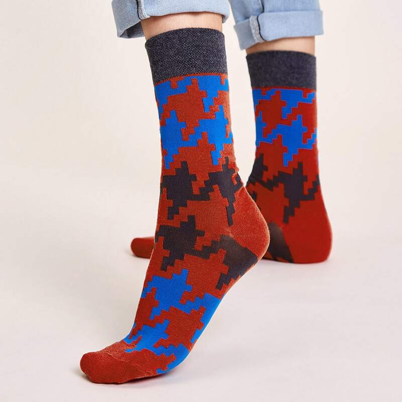 

1pair Color Block Socks, Multicolor