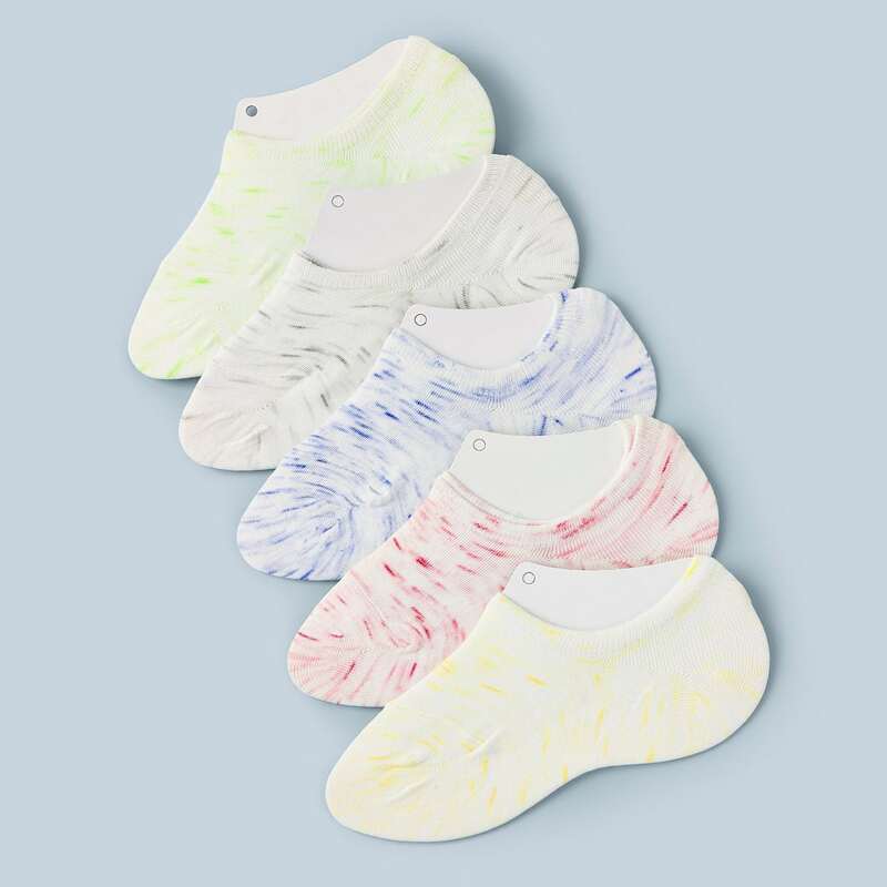 

5pairs Tie Dye Ankle Socks, Multicolor