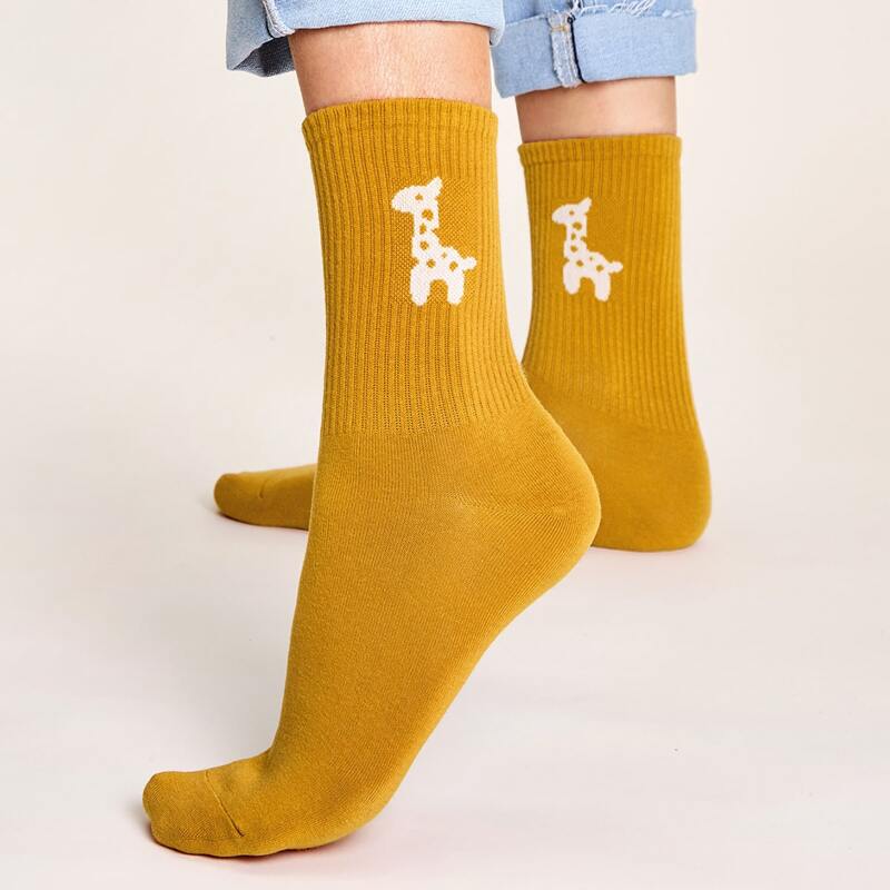 

1pair Cartoon Graphic Socks, Yellow