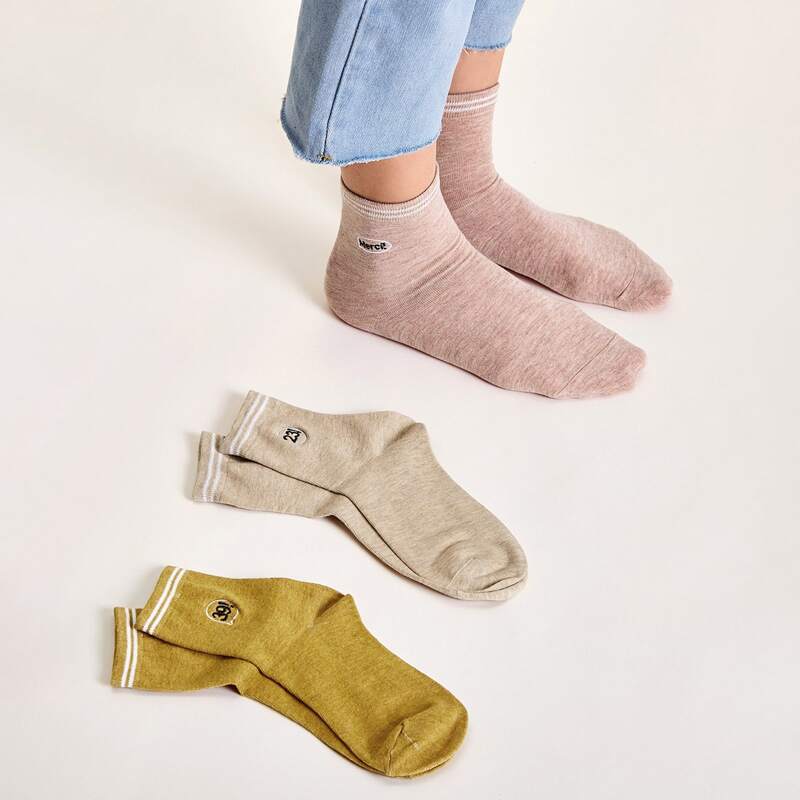 

3pairs Number Pattern Socks, Multicolor