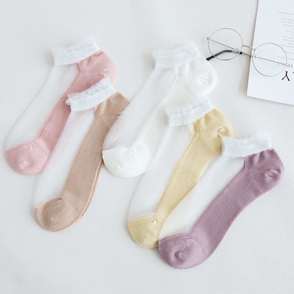 

Прозрачные сетчатые носки из 5 цветов, Многоцветный