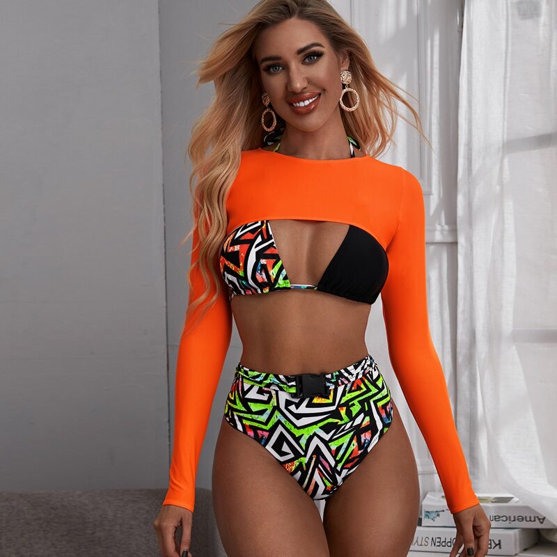 

3pack Geo Triangle Co-ord Bikini Set, Multicolor