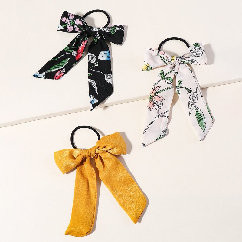 

3pcs Flower Pattern Hair Tie, Multicolor