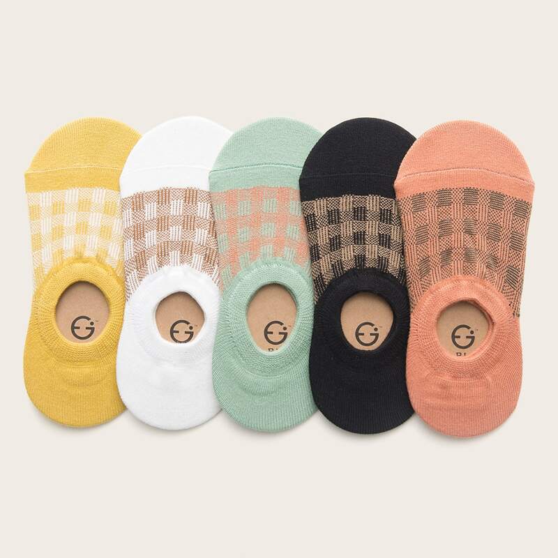 

5pairs Plaid Pattern Socks, Multicolor