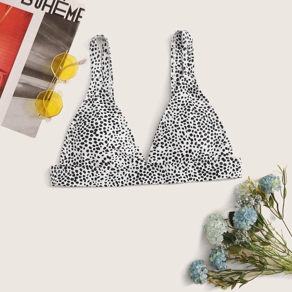 

Dalmatian Print Bikini Top, Black and white