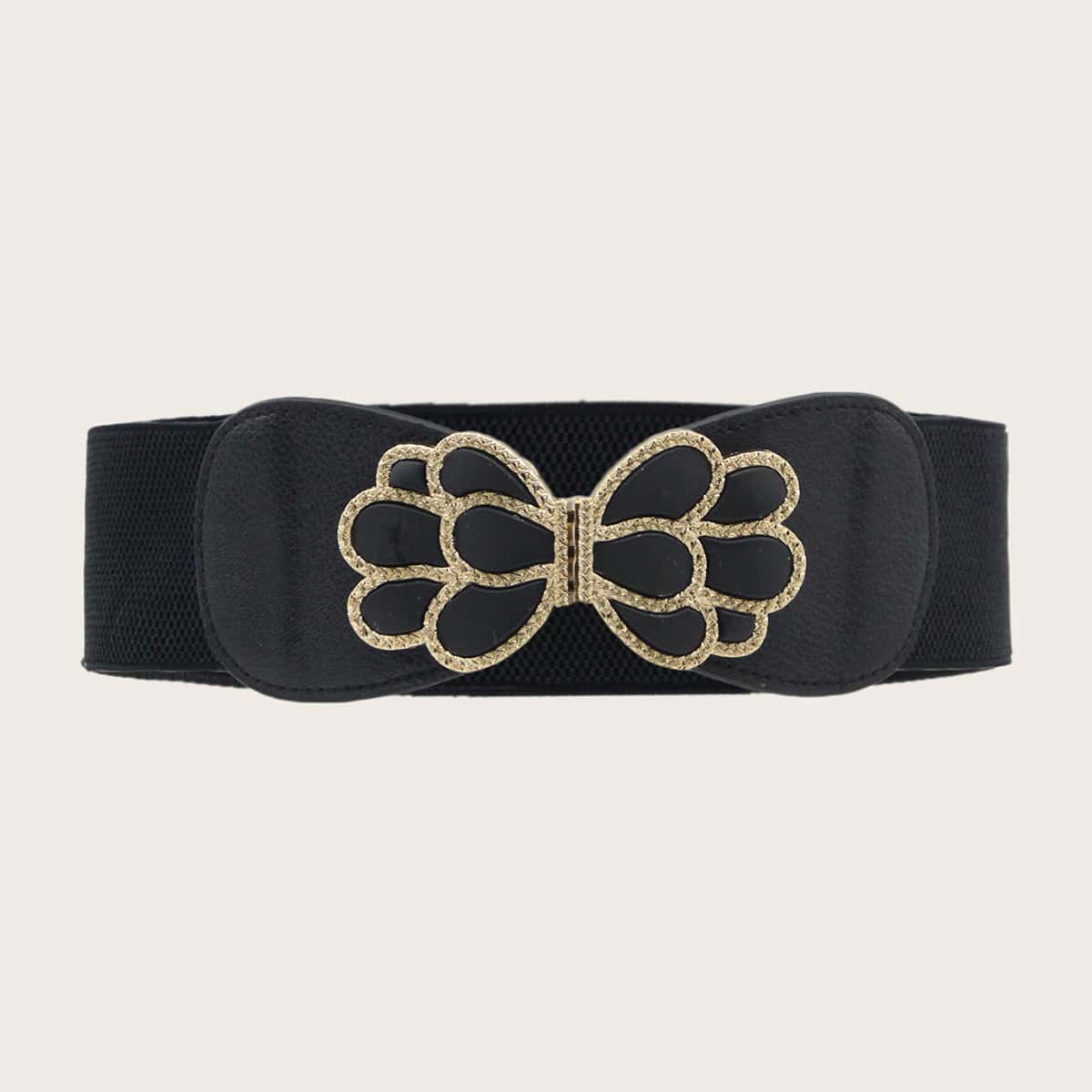 

Metal Buckle Wide Belt, Black