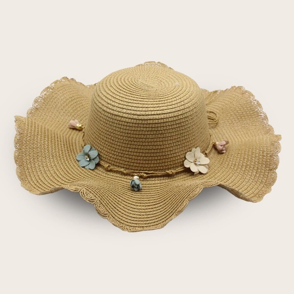 

Цветочный декор Wave Brim Straw Hat, Жёлтовато бурые